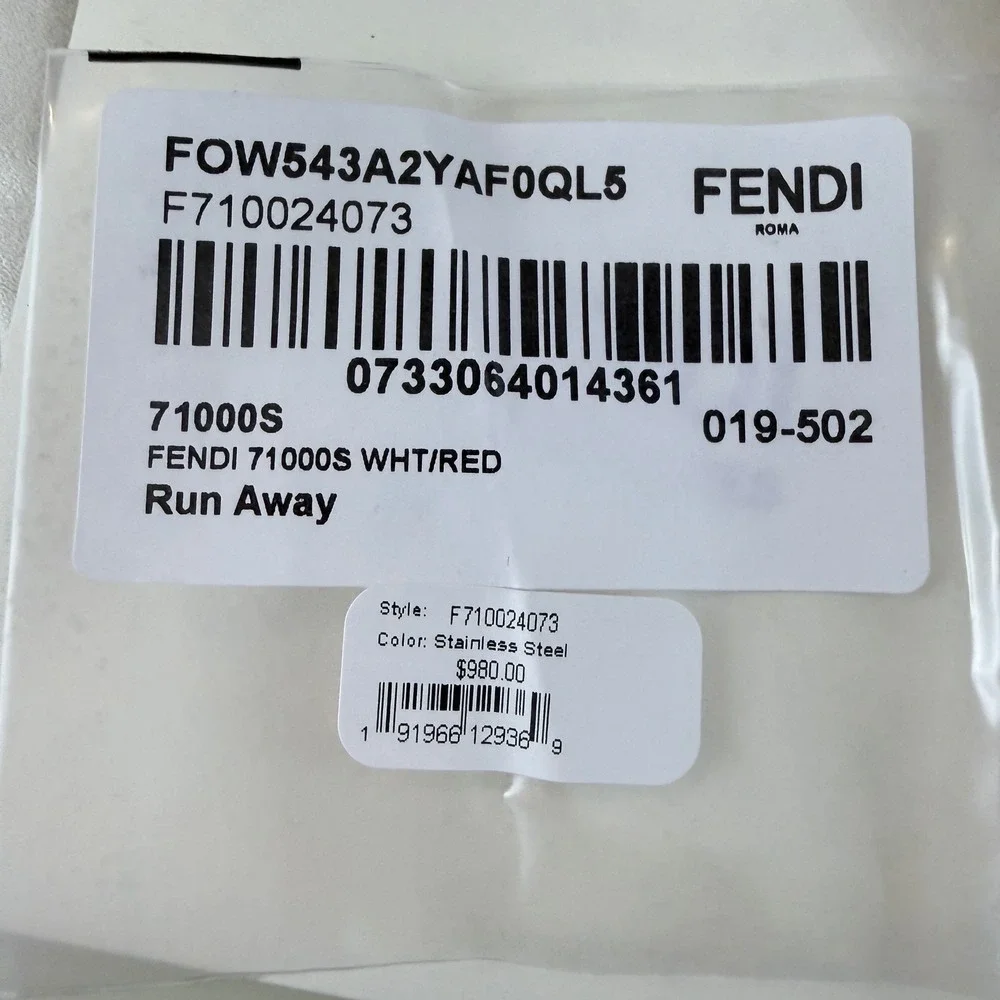 Fendi Run Away Watch 28mm Stainless Steel Red Leather Strap NEW